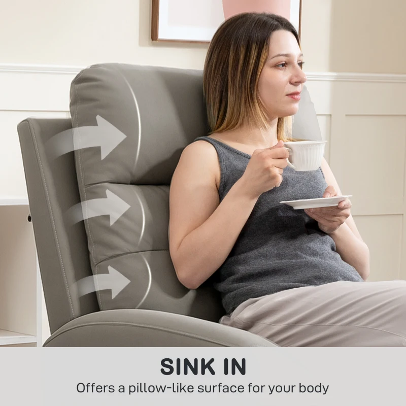 HOMCOM Recliner Armchair, Manual Reclining Chair with Adjustable Leg Rest and Reclining Functions, Modern Microfibre Overstuffed Lounge Seating for Living Room, Bedroom, Grey