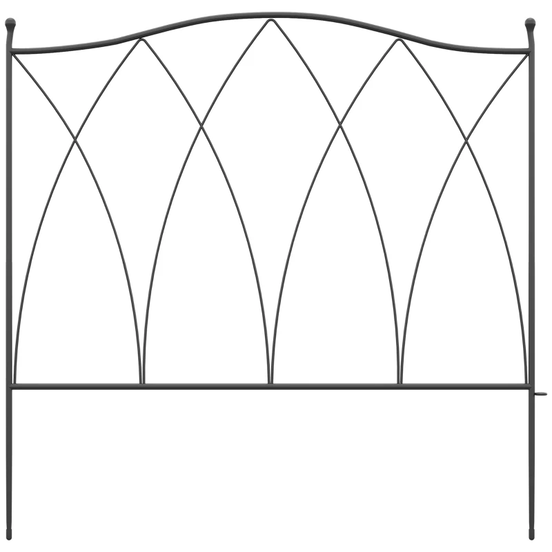 Outsunny Lote de 5 Cercas de Jardim decorativas em Metal Preto 305x62 cm Preto