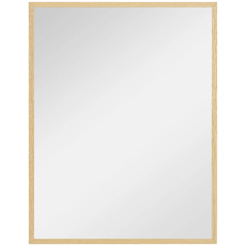 HOMCOM Espelho de Parede Retangular 90x70 cm Moldura de Madeira Ideal para Banheiro Sala ou Quarto Natural