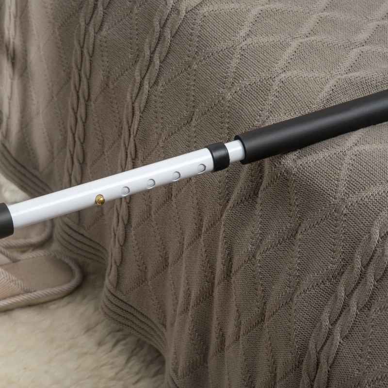 HOMCOM Barra de Apoio para Cama com Pés Proteção Ajustável 5 Alturas Bolso de Armazenamento 52x85-95x71-102 cm Branco Preto