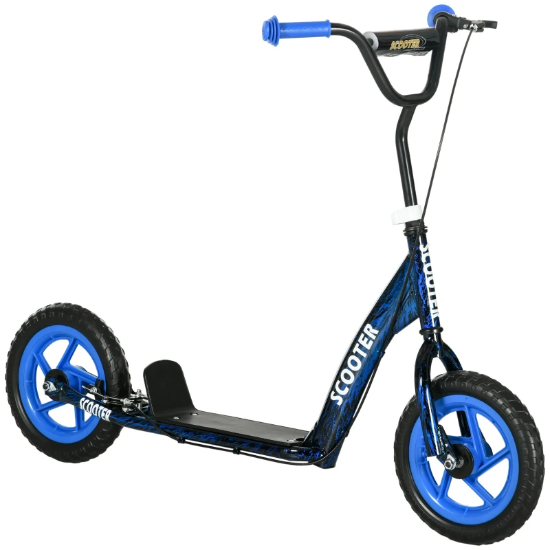Aiyaplay Patinete Scooter para Crianças com Rodas Grandes de 6-12 Anos Altura Ajustável Freio Traseiro descanso Lateral Azul