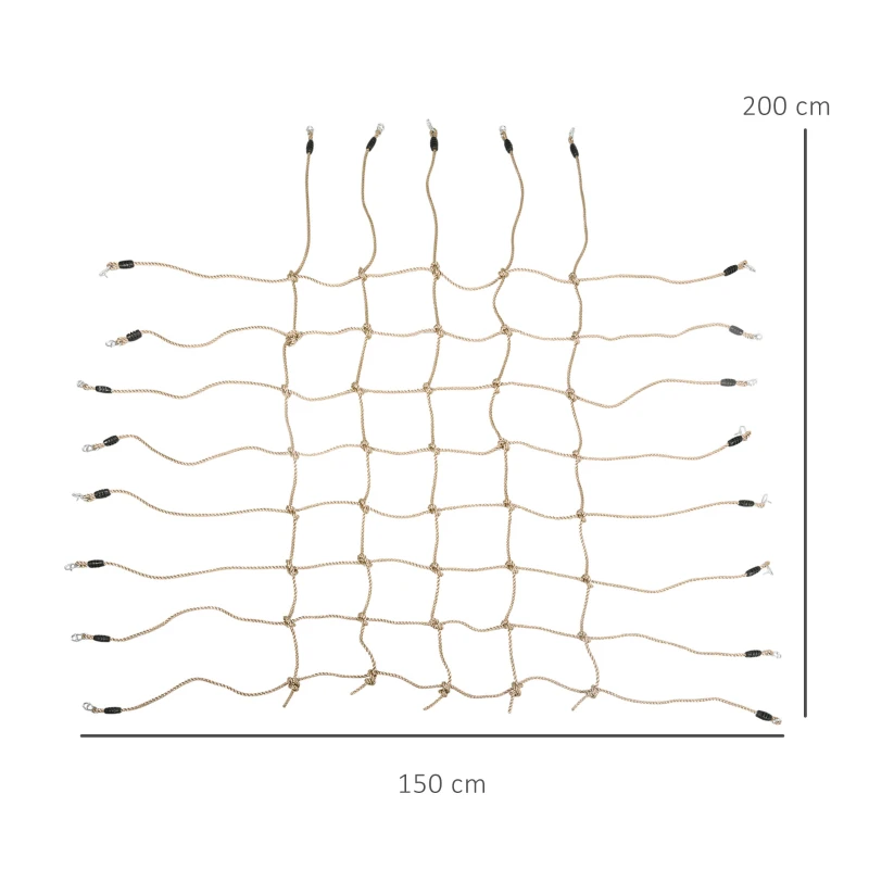 Outsunny Rede de Escalada para Crianças 3-6 Anos Rede de Proteção para Área de Recreação Ninja Campo de Obstáculos 1,5x2 m