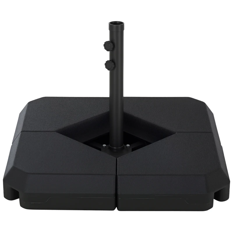 Outsunny Base per Ombrellone da Giardino in HDPE, Basamento per Ombrellone, Supporto per Ombrelloni 48mm, Riempibile con 60 kg di Acqua e 72 kg di Sabbia, 80x80x56cm, Nero