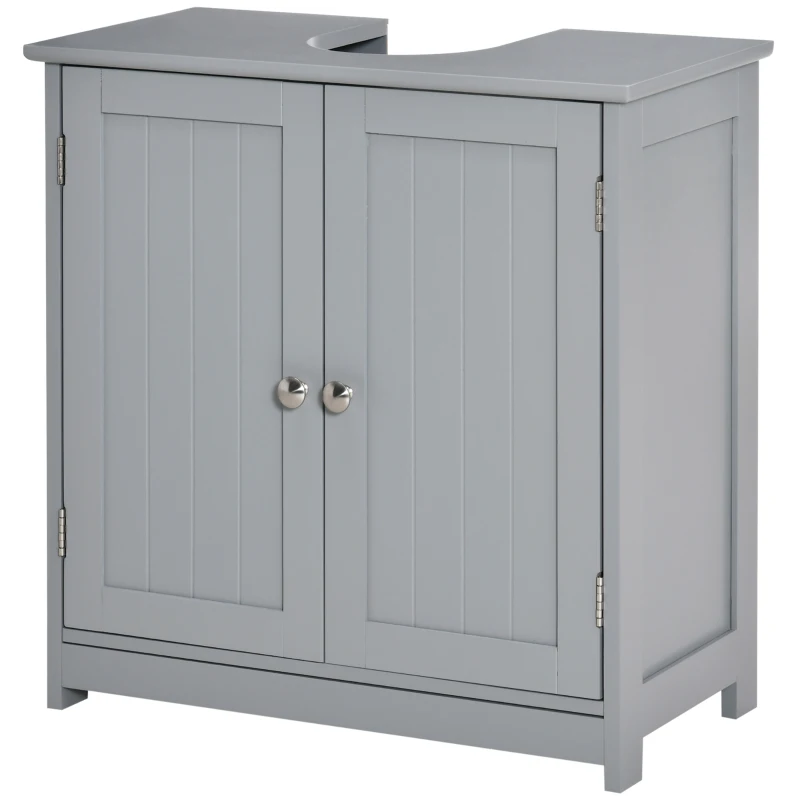 Kleankin Móvel de Banheiro Sob Pia Móvel Sob Pia Armário 2 Portas com Prateleira 60x30x60 cm em Madeira Cinza