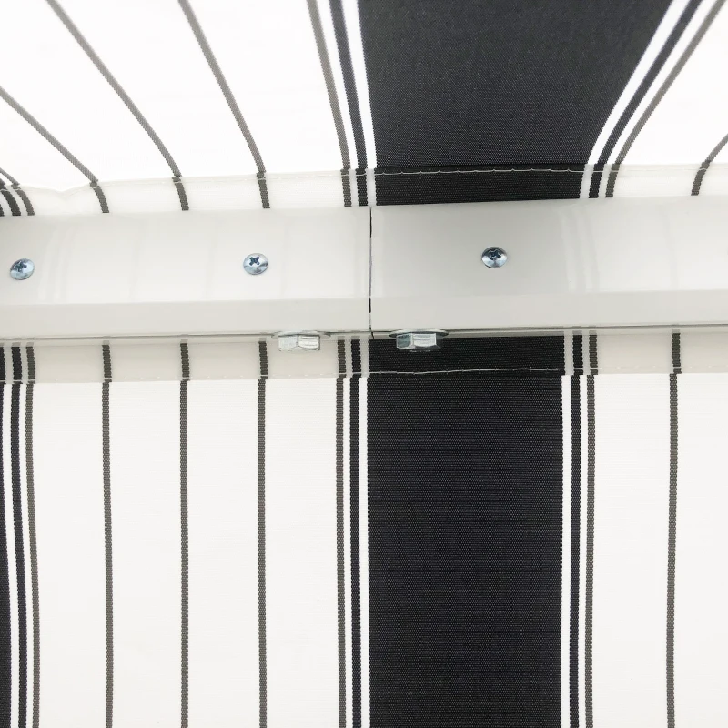 Outsunny Marquise de Protection Solar Retrátil com Manivela Estrutura Metálica Tecido de Poliéster Azul Branco 3,95x2,45x3,50 m