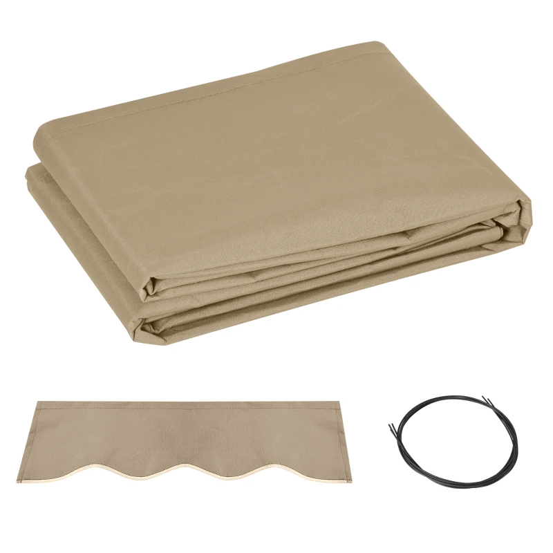 Outsunny Lona de Substituição para Toldo Lambrequim de Ondas Suaves Poliéster de densidade 280 g/㎡ Anti UV 3,82x2,4 m (Avanço) Bege
