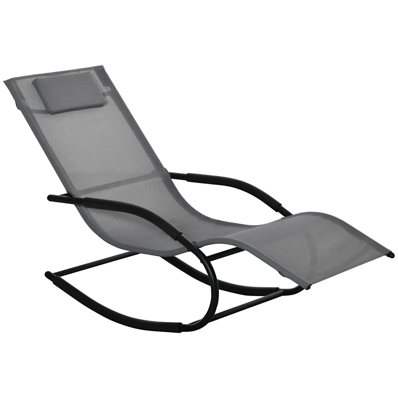 Outsunny Espreguiçadeira de Balanço Zero Gravity Ergonômica em Metal e Texteline 63x160x88 cm