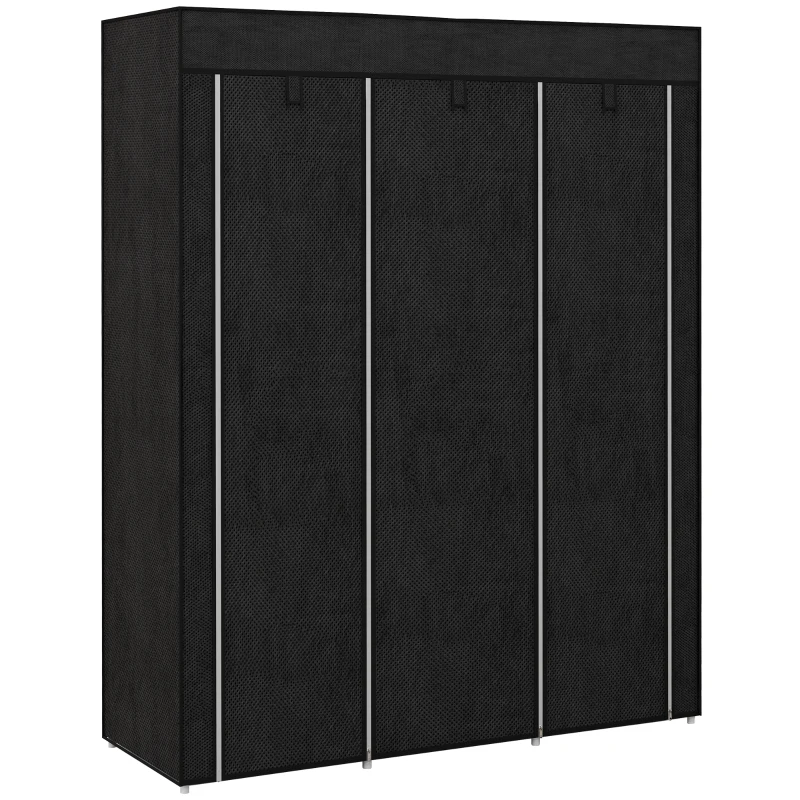 HOMCOM Armoire penderie multi-rangement - 8 étagères, 2 barres - non tissé noir