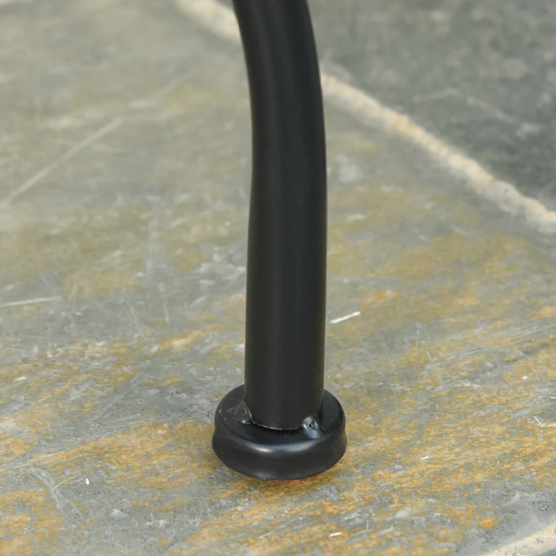 Outsunny Conjunto Bistrô 2 Lugares 3 Peças Ferro Forjado Mosaico de Cerâmica Motivo Rosa Dos Ventos Cadeiras Dobráveis Metal Preto