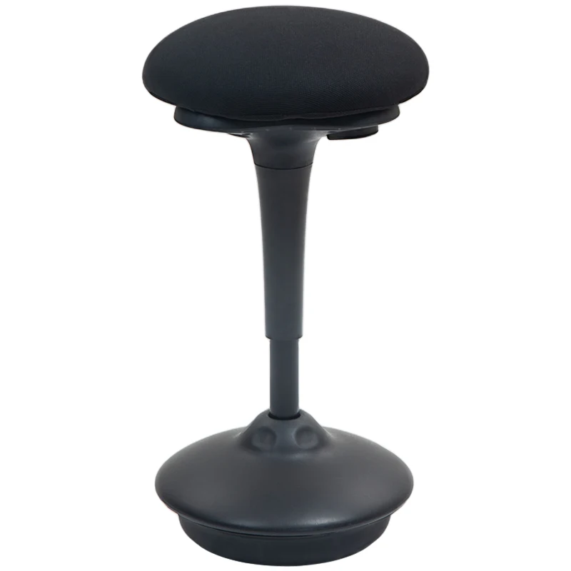 HOMCOM Banco de Escritório em Pé Banco Ergonômico Assento Giratório 360° Base Larga 36x36x70-90 cm Preto