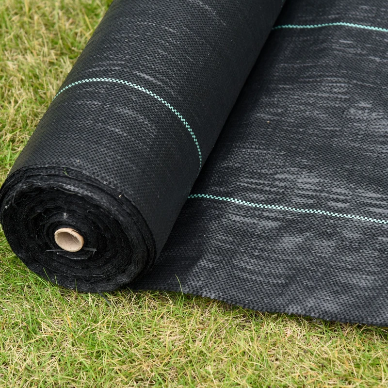 Outsunny Tecidos para mulching Tela de Cobertura Anti ervas Daninhas 130 g/㎡ Resistente e Permeável À Água Anti UV 92x1 m