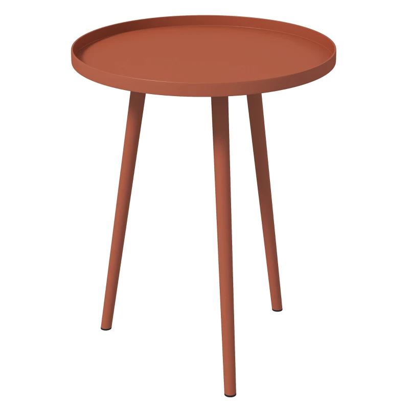 Outsunny Mesa de Jardim Redonda Mesa de Apoio Exterior com Borda Arredondada em Aço Ø40x50 cm Vermelho