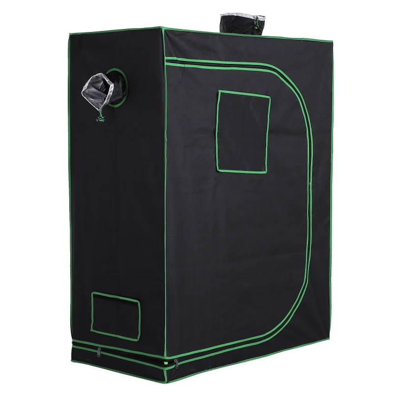 Outsunny Estufa Hidropônica em Mylar com Aberturas de Ar Reguláveis para Cultivo Interior 120x60x150 cm Preto