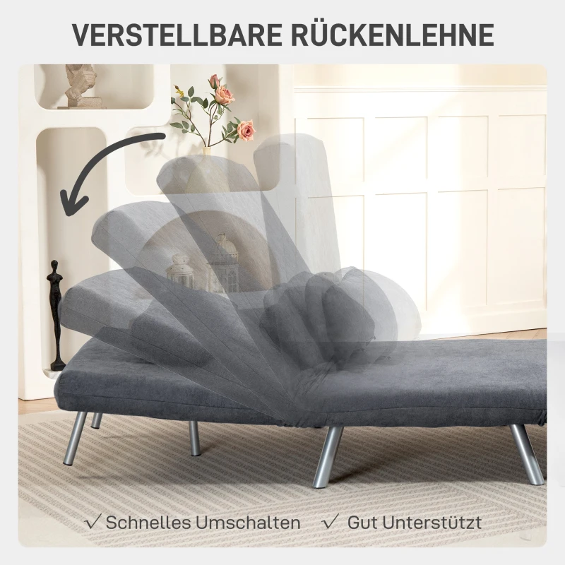 HOMCOM Fauteuil met Bedfunctie, 2-in-1 Ontwerp, Slaapfauteuil, Gastbed, Stofbekleding, met Kussen, Donkergrijs(m-5)