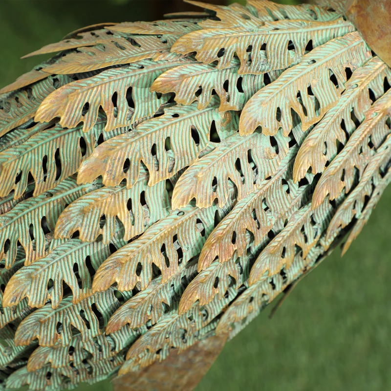 Outsunny Estátua de Jardim Exterior Escultura de Garça em Metal decoração de Jardim Exterior 90 cm Multicolorido