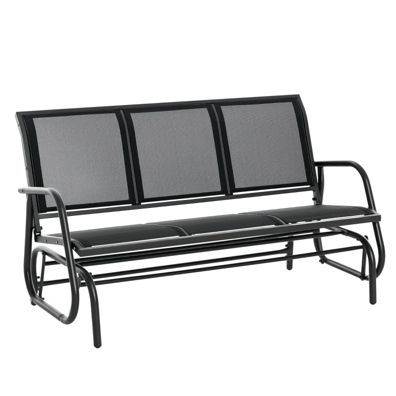 Outsunny 3-Sitzer Schaukelstuhl Gartenbank mit Schaukelmechanismus Gartenschaukel Sitzbank aus Metall Parkbank bis 300 kg belastbar Gartenmöbel für Garten, Terrasse, 147 x 70 x 85 cm Dunkelgrau