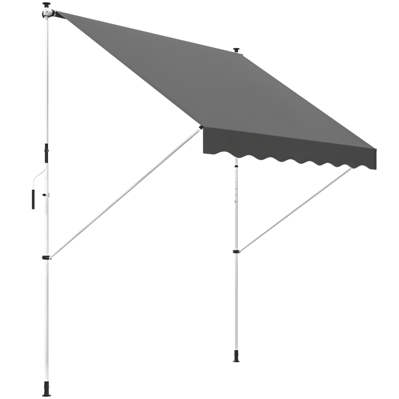 Store De Balcon Ikodm - Auvent Rétractable 300x120 Cm, Blanc Gris, Sans Perçage