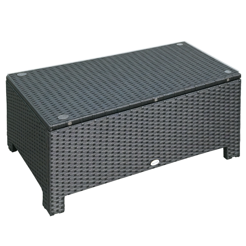 Outsunny Garten Beistelltisch Couchtisch Gartentisch Balkontisch Polyrattan Schwarz 85 x 50 x 39 cm