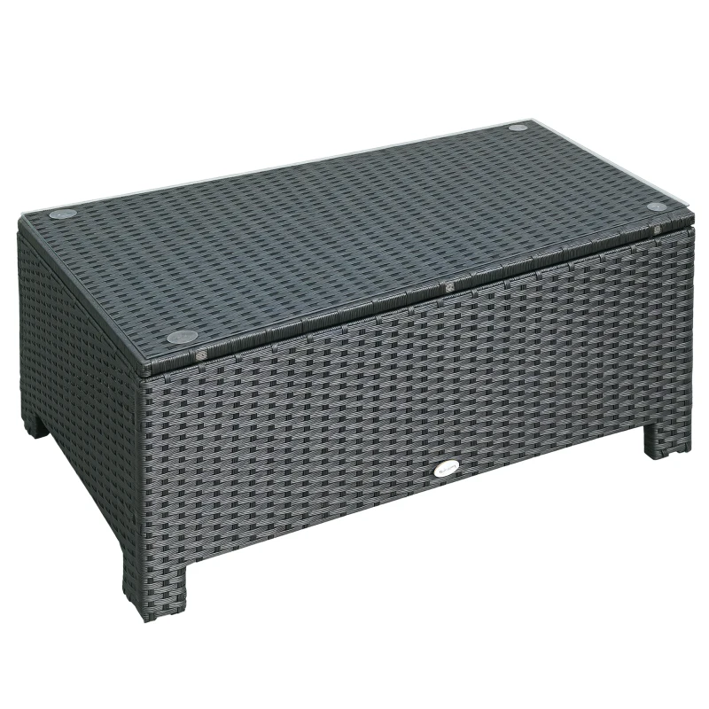 Outsunny Garten Beistelltisch Couchtisch Gartentisch Balkontisch Polyrattan Schwarz 85 x 50 x 39 cm
