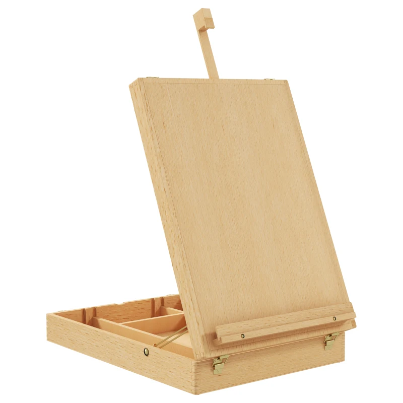 Vinsetto Cavalete de Mesa em Madeira para Tela Até 61 cm Madeira de Faia Prancheta de desenho Dobrável Madeira Natural