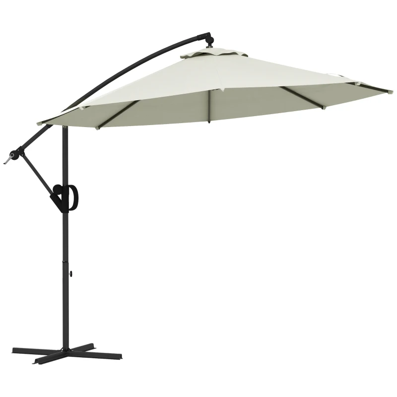 Outsunny Guarda Sol de Jardim Octogonal Inclinável Ø2,93x2,60 m com Manivela Proteção UV para Varanda Pátio Creme