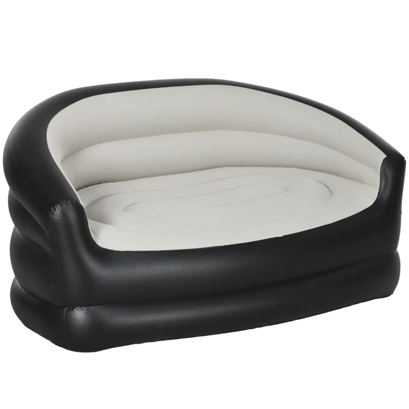 Outsunny Sofá Inflável para 2 Pessoas Sofá de Ar para Exterior 138x87x71 cm Cinza e Preto