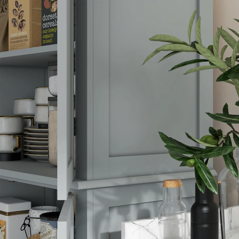 HOMCOM Armário de Cozinha Buffet Cozinha Estilo Moderno com Armários Prateleiras Ajustáveis 76x40,5x184 cm Cinza