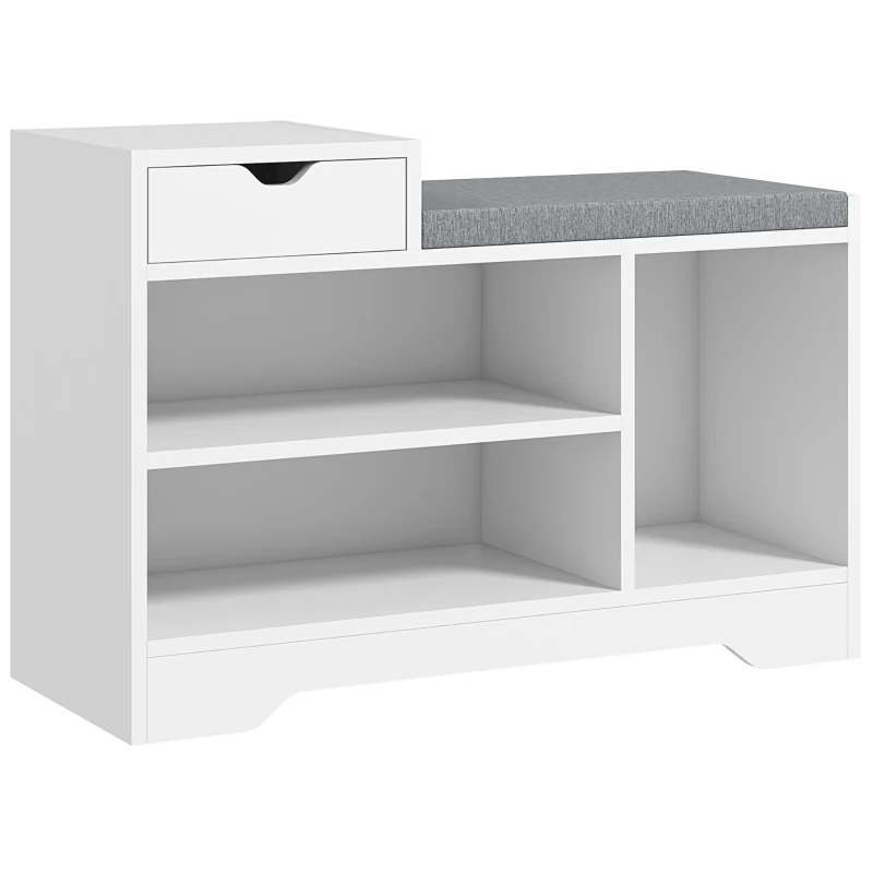 HOMCOM Móvel e Banco de Sapatos 1 Gaveta e 3 Compartimentos Capacidade 5 Pares MDF 76,5x30x52 cm