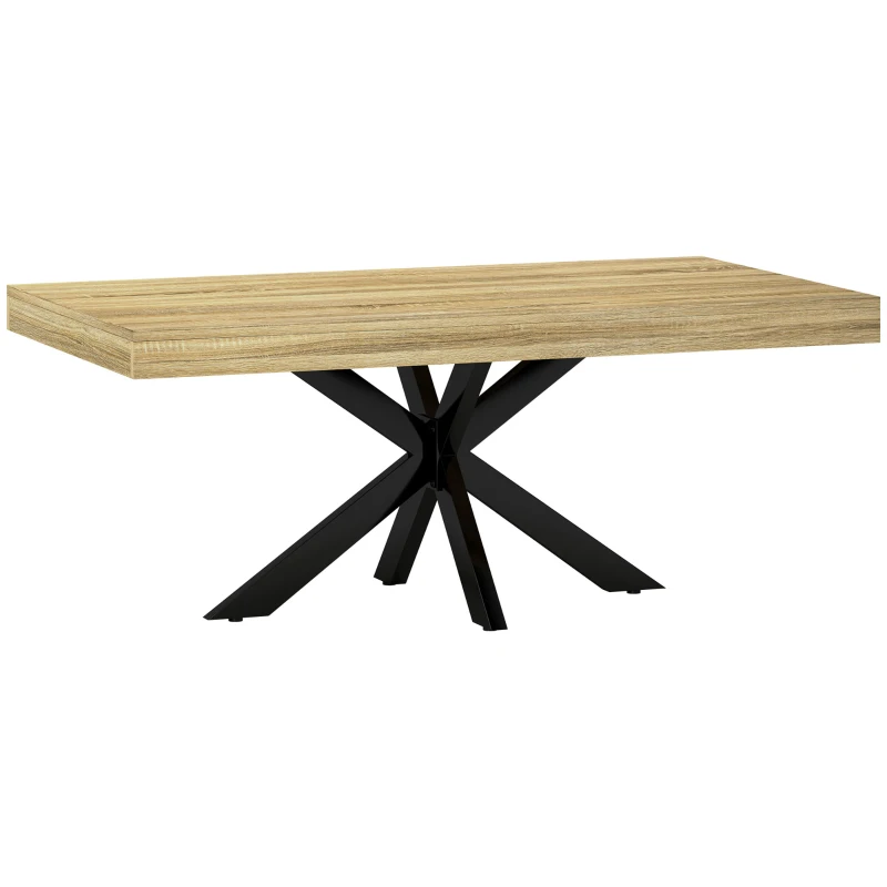 HOMCOM Mesa de Centro Retangular Mesa Auxiliar Estilo Industrial em Metal Preto e Tampo Aspeto Madeira 110x60x45 cm
