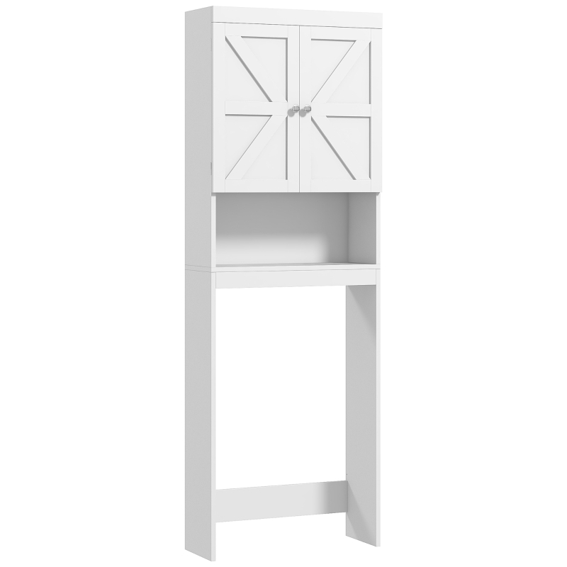 HOMCOM Armário de Arrumação Acima Das Sanitas Móvel de Casa de Banho Armário 2 Portas Prateleira 58,5x23x170 cm Branco