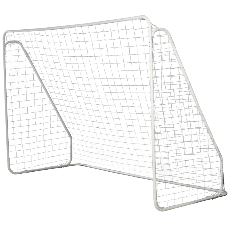 HOMCOM Objetivo de Futebol Gaiola de Futebol Objetivo de Treino 301x120x200 cm Chassi em Metal Epóxi Rede PP Estacas Incluídas Branco