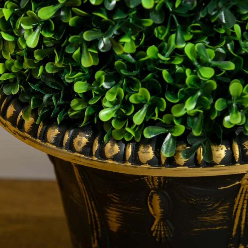 HOMCOM Letra em Espiral Conjunto de 2 Plantas Artificiais com Vaso 90 cm de Altura Verde