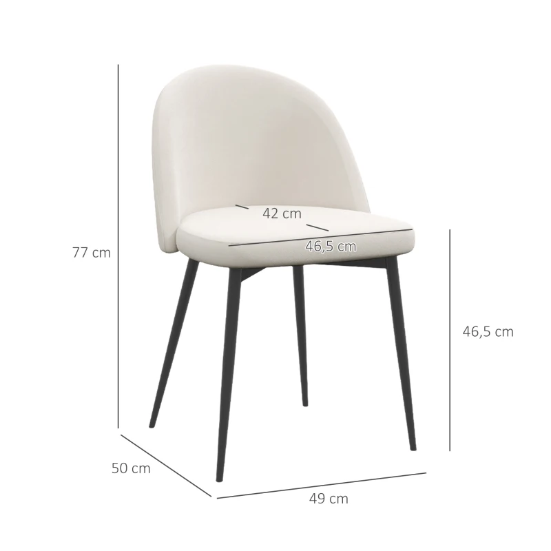 HOMCOM Conjunto de 2 Cadeiras Sala de Jantar Cadeira de Cozinha Escandinava Cadeira de Veludo Acolchoada com Pernas Afiladas de Metal