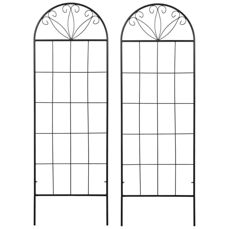 Outsunny Treliça de Jardim Conjunto de 2 Suportes para Plantas Trepadeiras em Metal 51x152 cm Preto
