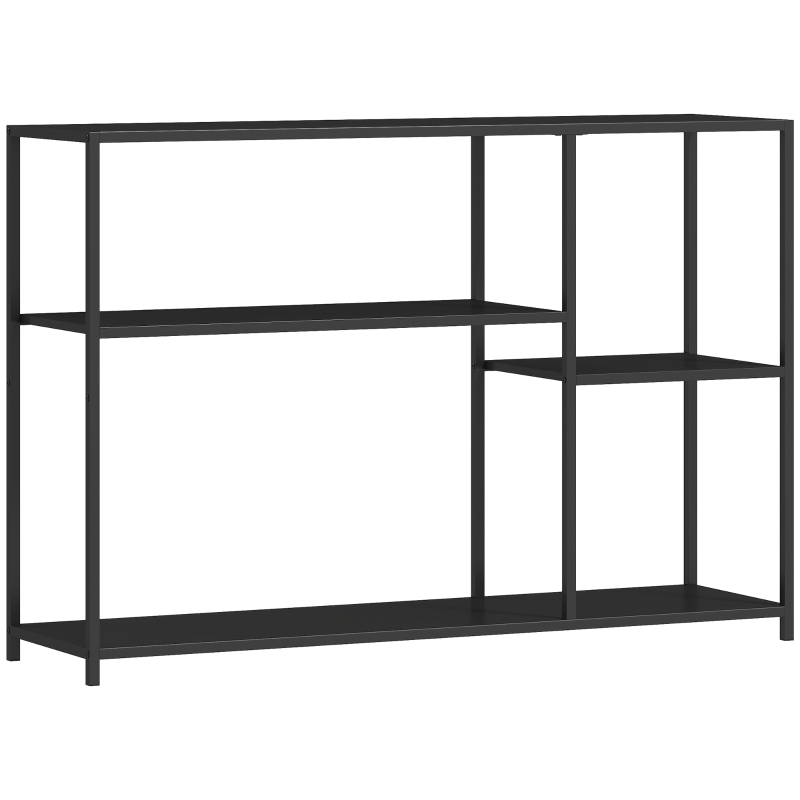 HOMCOM Mesa Console Estreita com 4 Prateleiras Estilo Industrial Estrutura em Aço 110x30x75 cm Preto