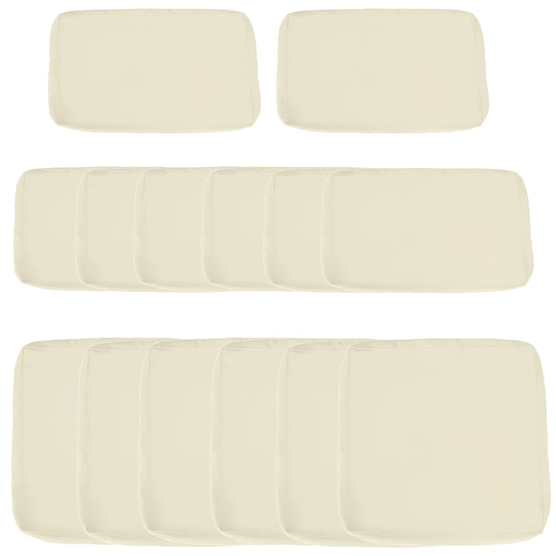 Outsunny Conjunto de 14 Capas de Almofada de Reposição para Móveis de Jardim 6 Capas de Assento 8 Capas de Encosto Poliéster Bege