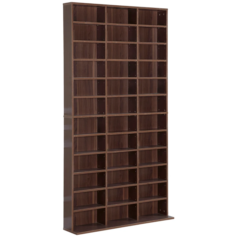 HOMCOM Estante para Rangement CD/DVD Móvel de Armazenamento para 1116 CDs 36 Compartimentos Ajustáveis em Altura 102x24x195 cm Marrom