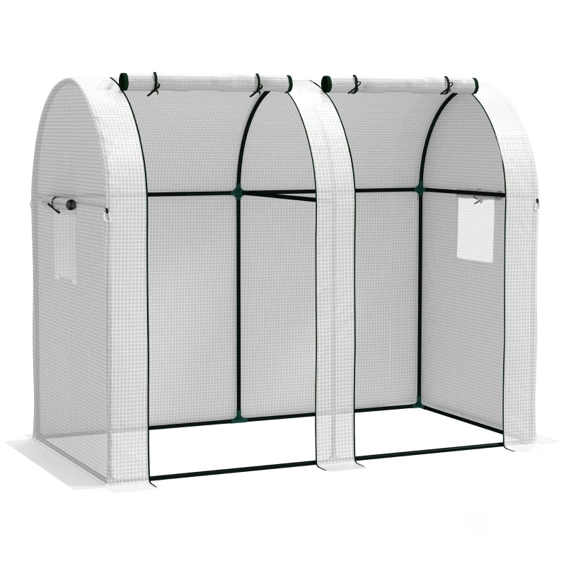 Outsunny Estufa de Jardim 1,8 ㎡ Estufa para Tomates 2 Portas com Zíper Enroláveis 4 Janelas Enroláveis Aço PP 135 g/㎡ Branco