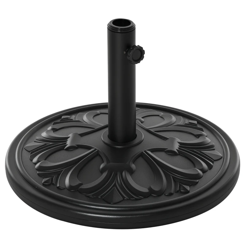 Outsunny 13kg Round Parasol Base Sun Umbrella Weight Stand Holder Patio Outdoor Garden, Black