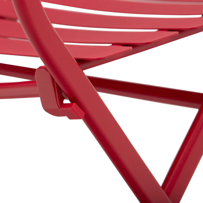 Outsunny Conjunto de Jardim Bistrô Dobrável Mesa Redonda Ø 60 cm com 2 Cadeiras Dobráveis Metal Termolacado Vermelho