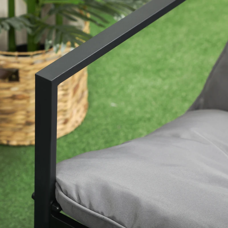 Outsunny Conjunto de Sala de Jardim 4 Peças 4 Pessoas com Sofá de 2 Lugares 2 Poltronas e 1 Mesa de Centro Cinza