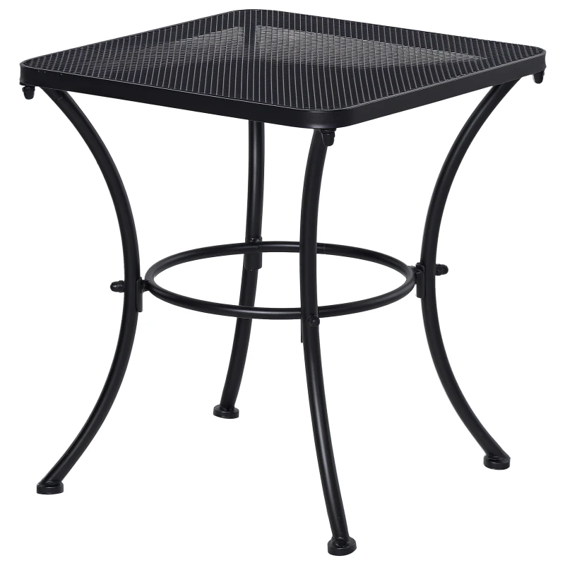 Outsunny Mesa de Jardim Quadrada Mesa Auxiliar Exterior com Estrutura de Metal para Pátio Terraço Varanda Carga 30kg 45x45x50cm Preto