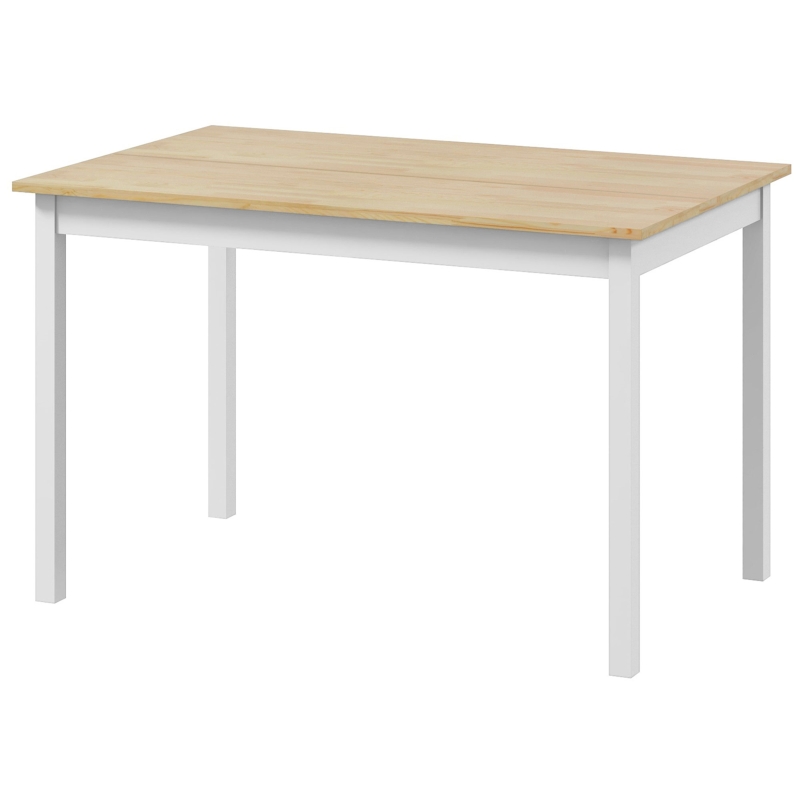 HOMCOM Mesa de Jantar Mesa de Cozinha Estrutura em Madeira Maciça 4 Pessoas estilo Vintage 120 cm Natural e Branco