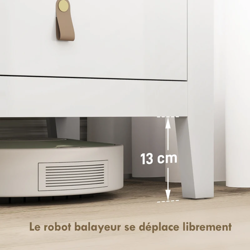 HOMCOM Cômoda 4 Gavetas Móvel de Armazenamento Estilo Contemporâneo com Puxadores de Poliuretano 60x40x98 cm Branco