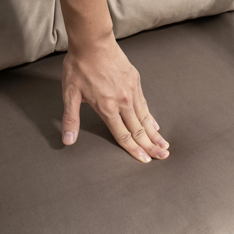 HOMCOM Poltrona Conversível 4 em 1 Cama 1 Lugar Encosto 5 Posições Braços em Madeira e Travesseiro Tecido Veludo Castanho