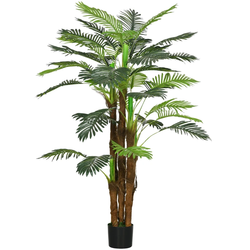 HOMCOM Palmeira Artificial 1,6 m Árvore Artificial Tronco Ramos Musgo Folhas Grande Realismo Vaso Incluso