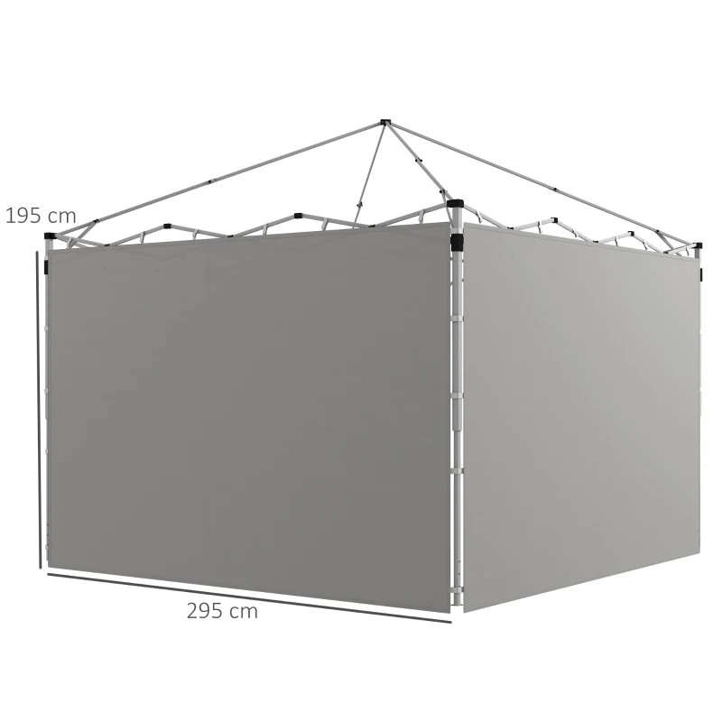 Outsunny Painéis Laterais para Gazebo para 3x3M ou 3x6M Pop Up Gazebo 2 Conjuntos de Painéis Laterais de Substituição Cinza