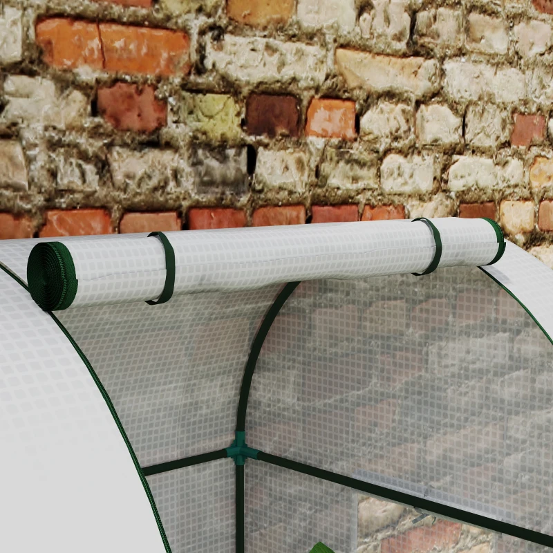 Outsunny Estufa de Jardim 1,8 ㎡ Estufa para Tomates 2 Portas com Zíper Enroláveis 4 Janelas Enroláveis Aço PP 135 g/㎡ Branco