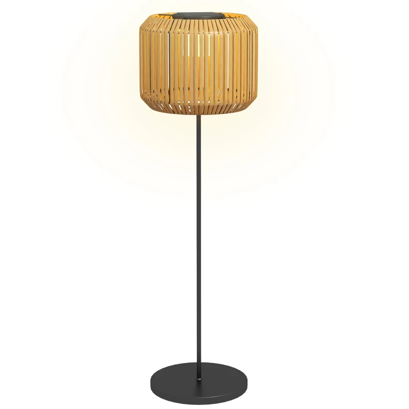 Outsunny Luminária de Pé de Vime para Área Externa Lâmpada Solar de Jardim Sensor Automático LED Metal Ø34x130 cm Preto Amarelo