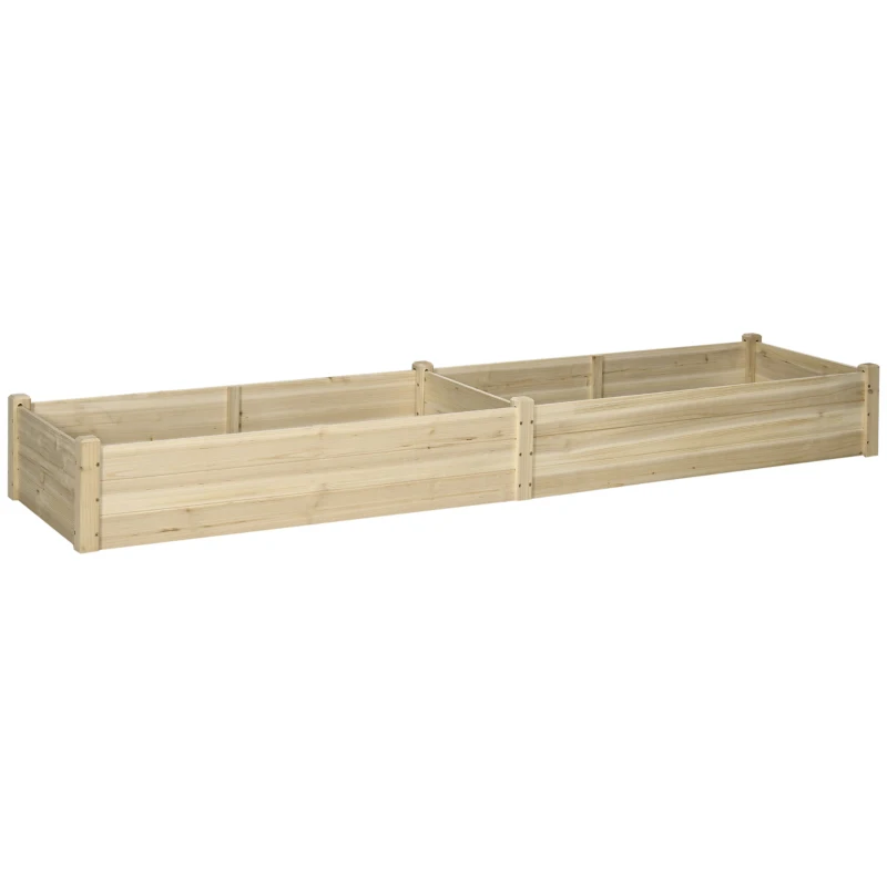 Outsunny Canteiro de Hortaliças Do Jardim 244x61,5x27 cm Feltro de Drenagem Separador Incluído Madeira de Pinho
